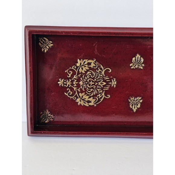 Croscill Home Imperial Bedding Coord Wood Dressing Tray Vanity Night Stand Red - Picture 12 of 16